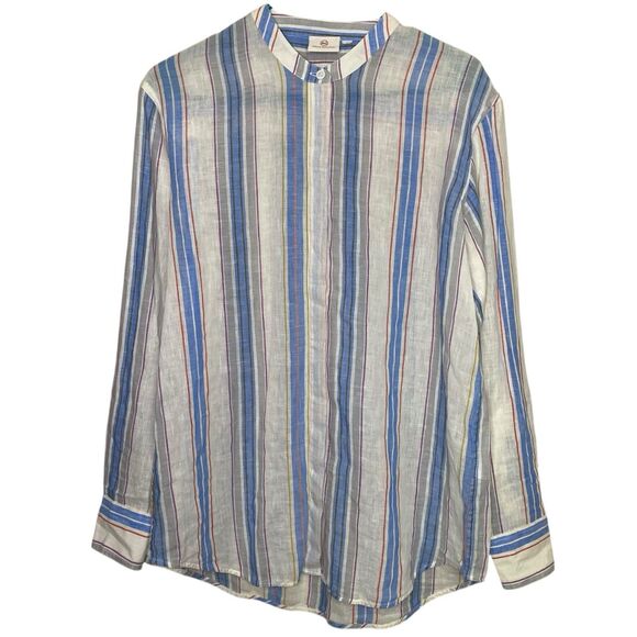 AG Adriano Goldschmied Shirt Womens S Linen Cotton Roll Tab Sleeve Coastal Beach - Picture 1 of 16